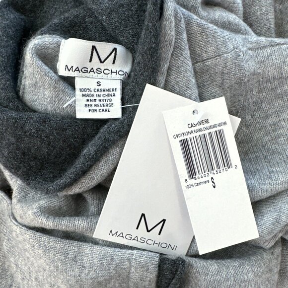 Magaschoni Heather Gray 100% Cashmere Sweater Rolled Edge Contrast NWT New S - Picture 3 of 3